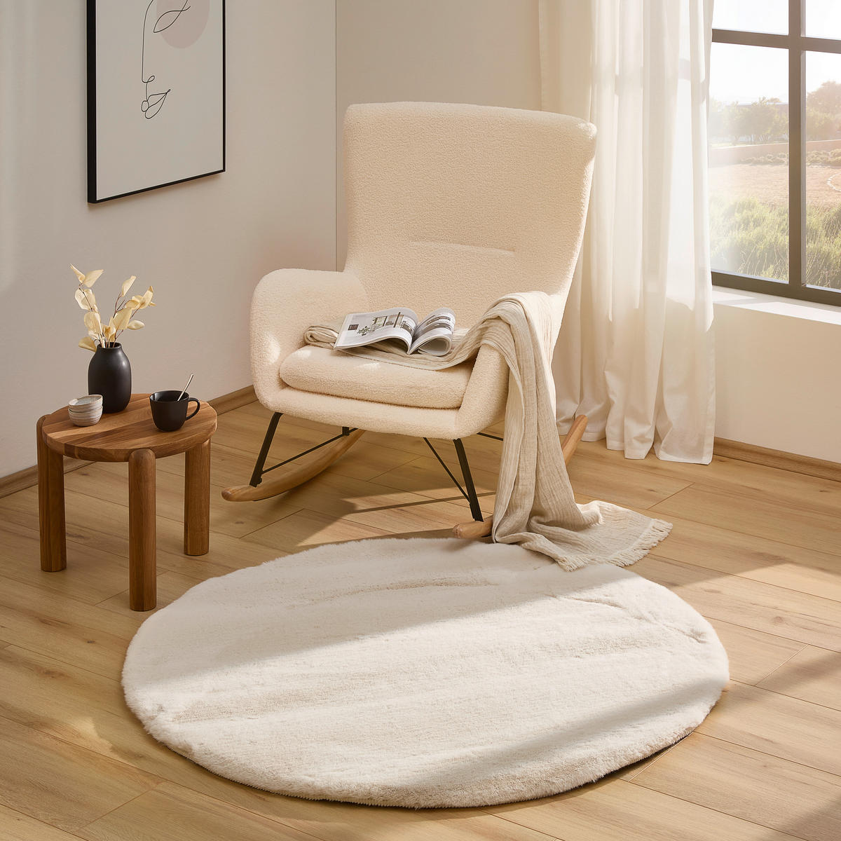 RYAMATTA 160 cm Lhasa  - ljusbrun, Design, textil (160cm) - Novel