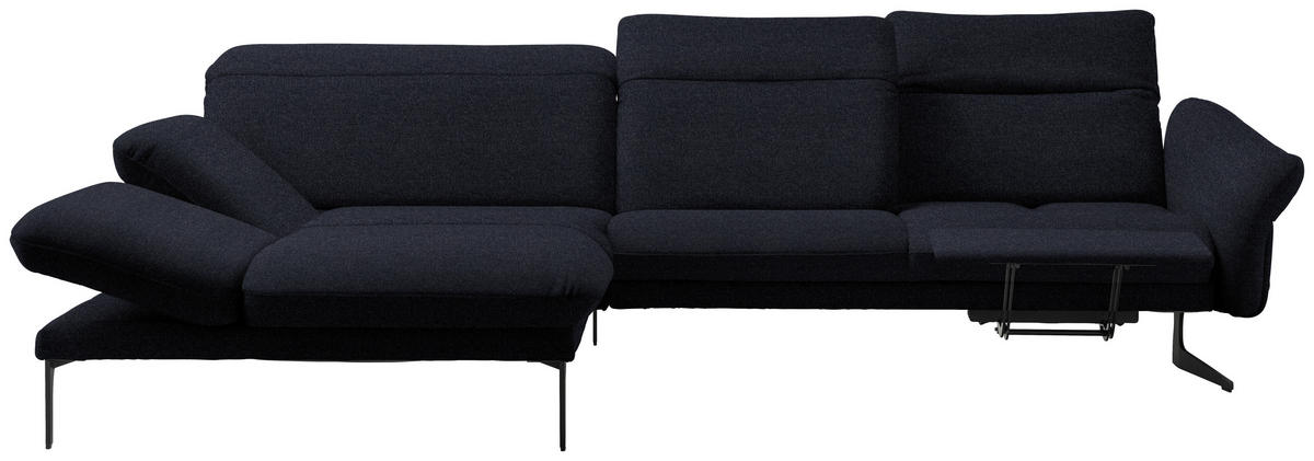 ECKSOFA in Webstoff Dunkelblau  - Anthrazit/Dunkelblau, Design, Textil/Metall (203/299cm) - Himolla