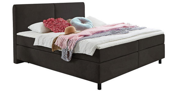 BOXSPRINGBETT 160/200 cm in Schlammfarben - Schlammfarben/Schwarz, KONVENTIONELL, Kunststoff/Textil (160/200cm) - Hom`in