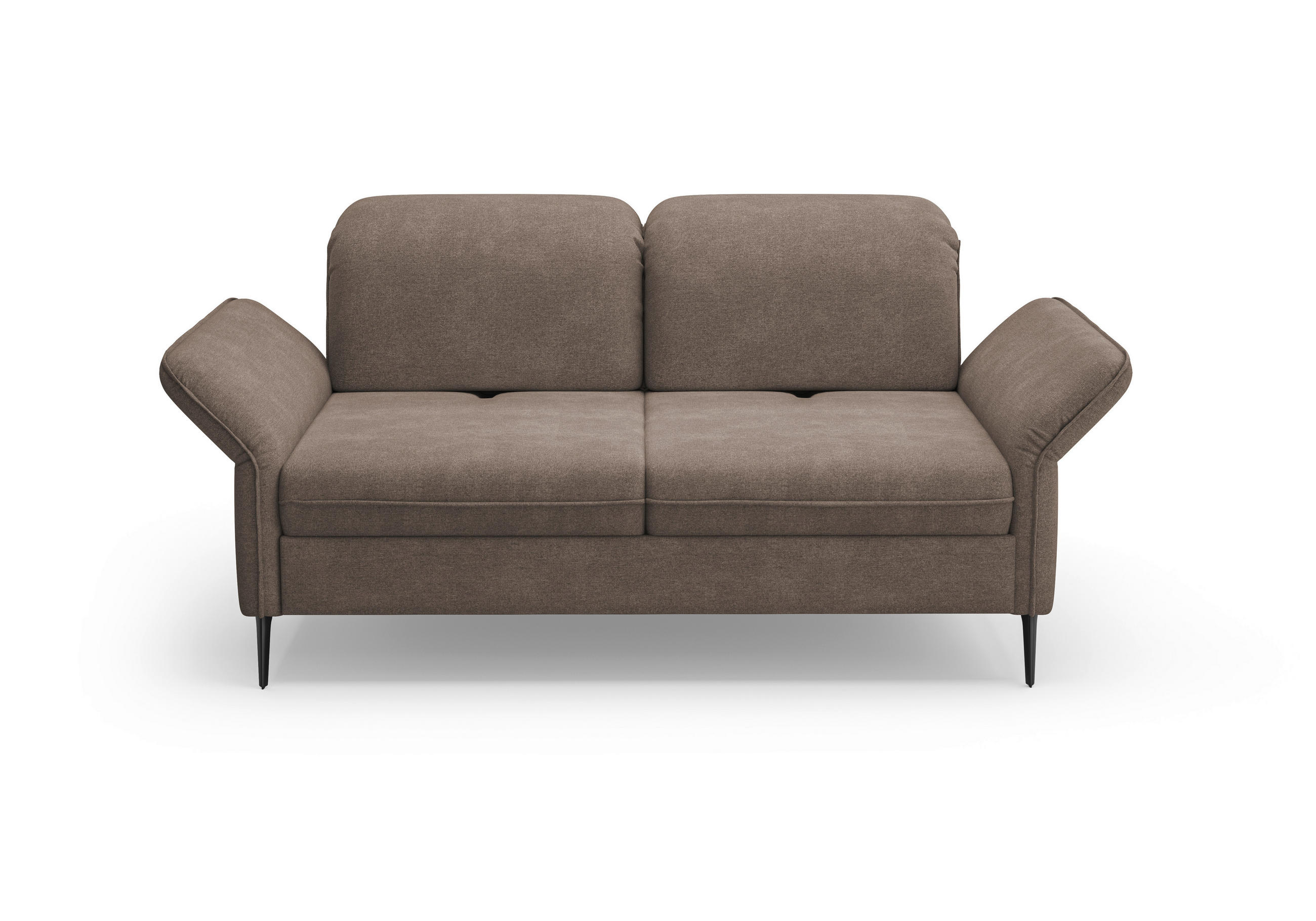 2,5-SITZER in Flachgewebe Schlammfarben  - Schlammfarben/Schwarz, Konventionell, Textil/Metall (189/92/123cm) - Sit & More