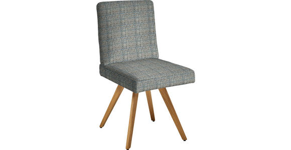 STUHL  in Flachgewebe Holz, Textil  - Blau/Eichefarben, Design, Holz/Textil (46/94/58cm) - Dieter Knoll