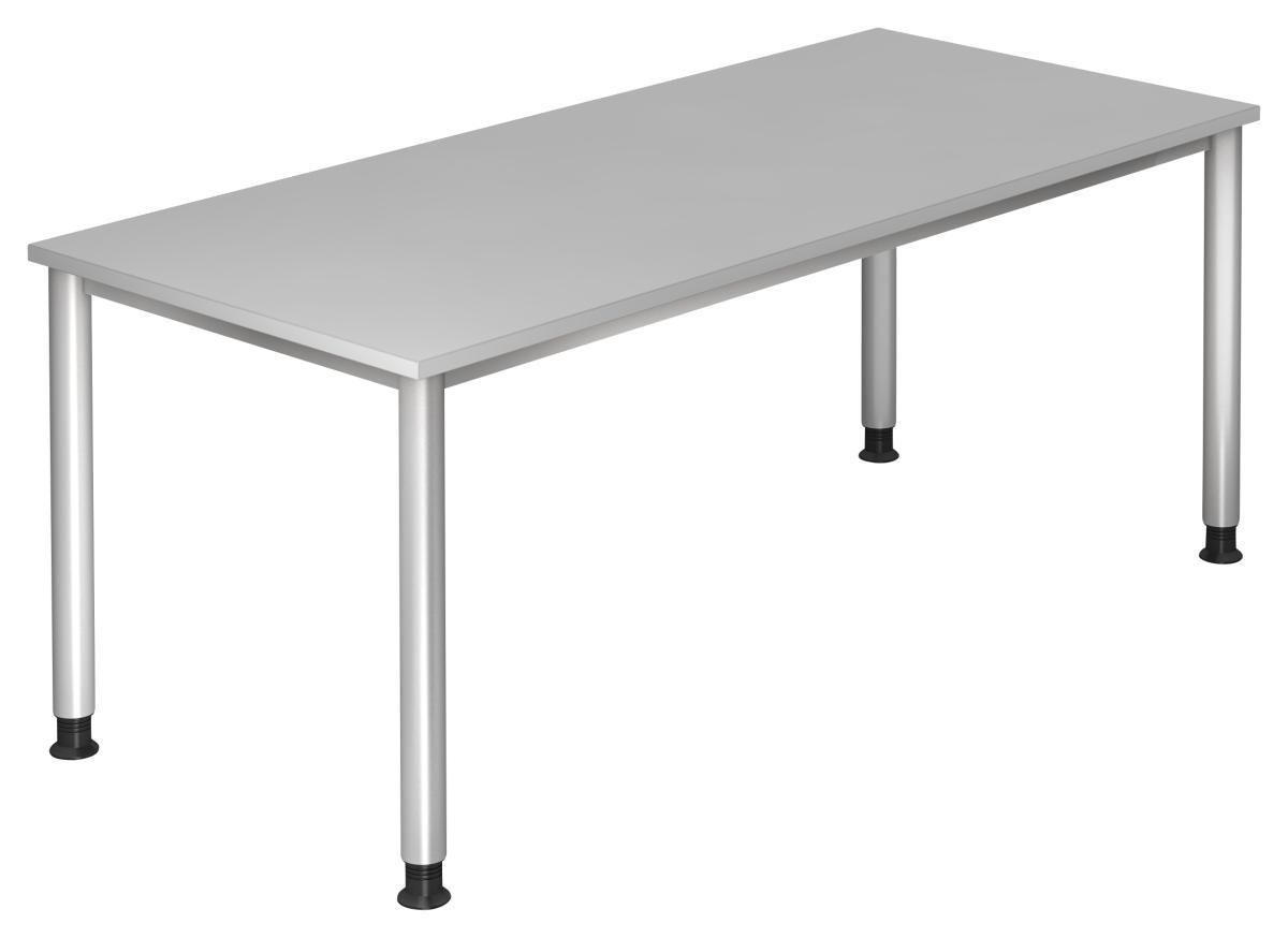 SCHREIBTISCH höhenverstellbar  - Silberfarben/Grau, KONVENTIONELL, Holzwerkstoff/Metall (180/80/68-76cm) - Venda