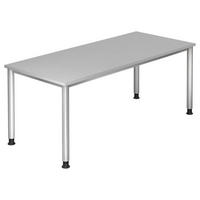 SCHREIBTISCH höhenverstellbar  - Silberfarben/Grau, KONVENTIONELL, Holzwerkstoff/Metall (180/80/68-76cm) - Venda