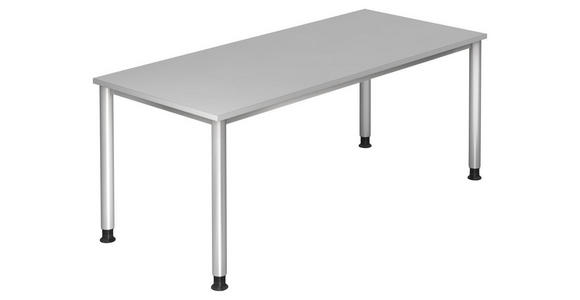 SCHREIBTISCH höhenverstellbar  - Silberfarben/Grau, KONVENTIONELL, Holzwerkstoff/Metall (180/80/68-76cm) - Venda