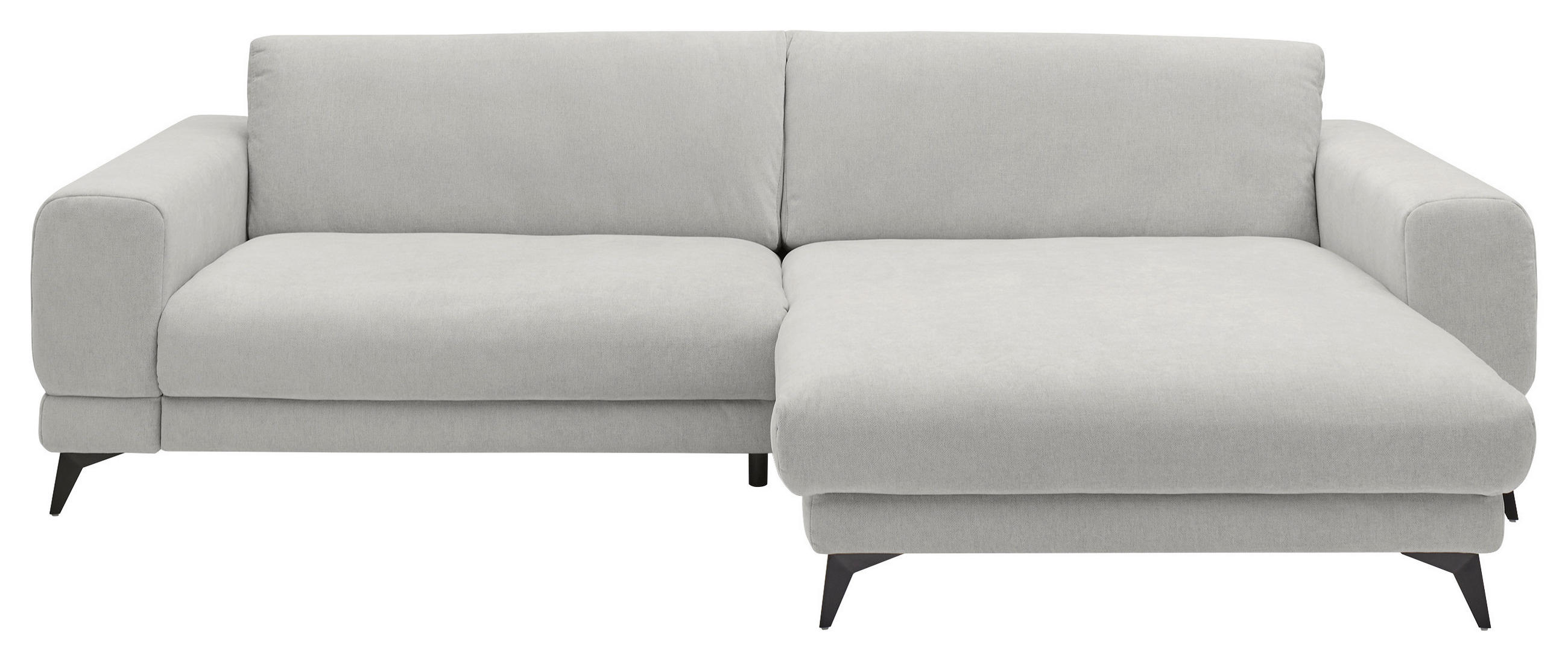 ECKSOFA Hellgrau Chenille  - Hellgrau/Schwarz, KONVENTIONELL, Textil/Metall (292/194cm) - SetOne by Musterring