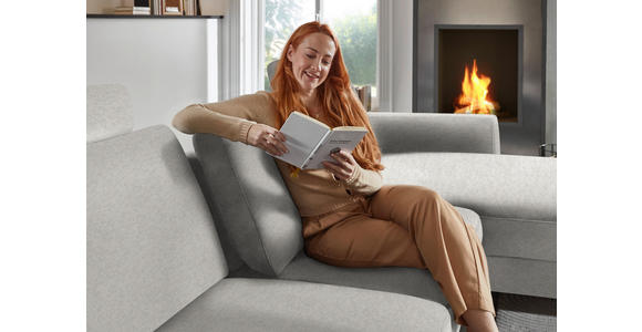 ECKSOFA  in Chenille, Flachgewebe Cappuccino  316/175 cm  - Schwarz/Cappuccino, Design, Textil/Metall (316/175cm) - Dieter Knoll