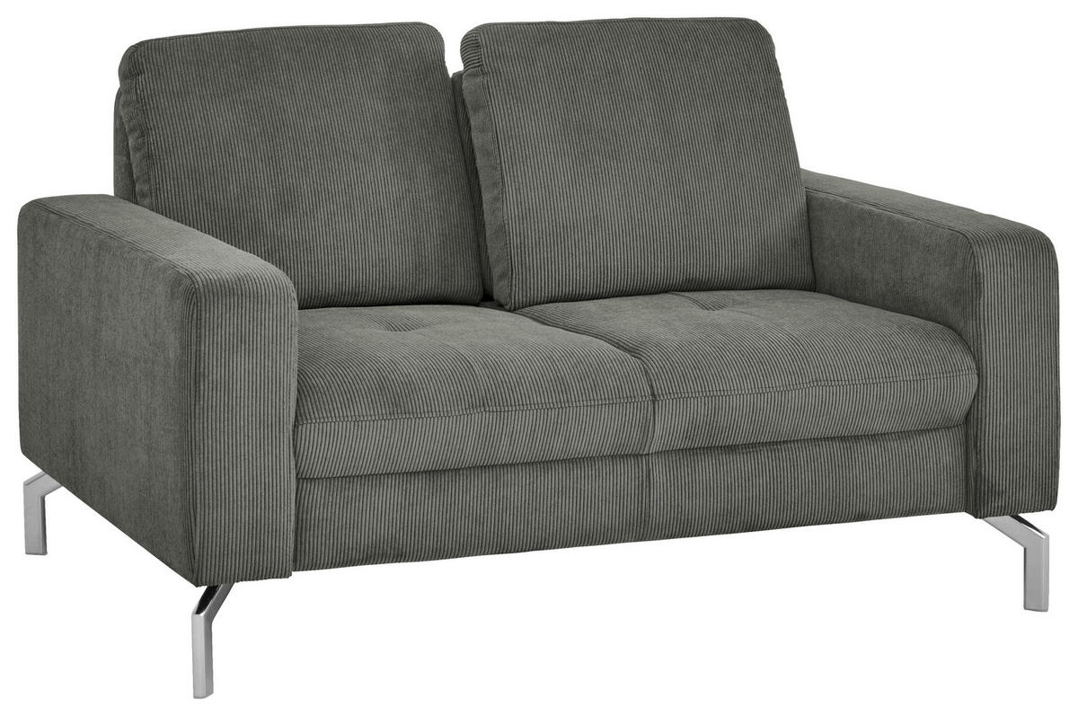 2-SITZER-SOFA  in Feincord Grau  - Chromfarben/Grau, Design, Textil/Metall (142/87/105cm) - Beldomo Style