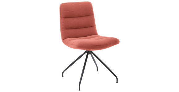 STUHL  in Cord Textil  - Aprikose/Schwarz, Design, Textil/Metall (52/88/66cm) - Dieter Knoll