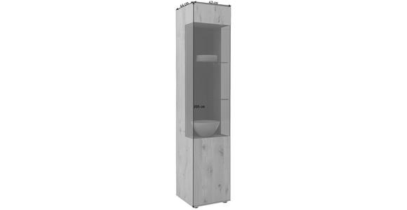 VITRINE in vollmassiv Kerneiche Anthrazit, Eichefarben - Eichefarben/Anthrazit, Natur, Glas/Holz (43/205/44cm) - Valnatura