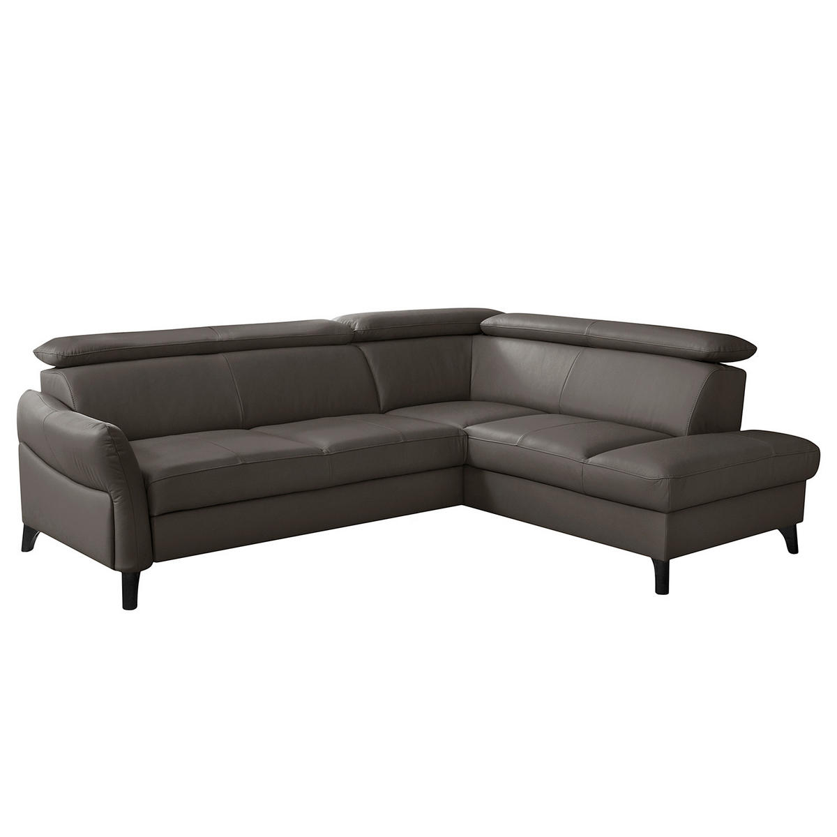 ECKSOFA  in Lederlook Echtleder Dunkelbraun  244/199 cm  - Dunkelbraun/Schwarz, Design, Leder/Holz (244/199cm) - Livetastic