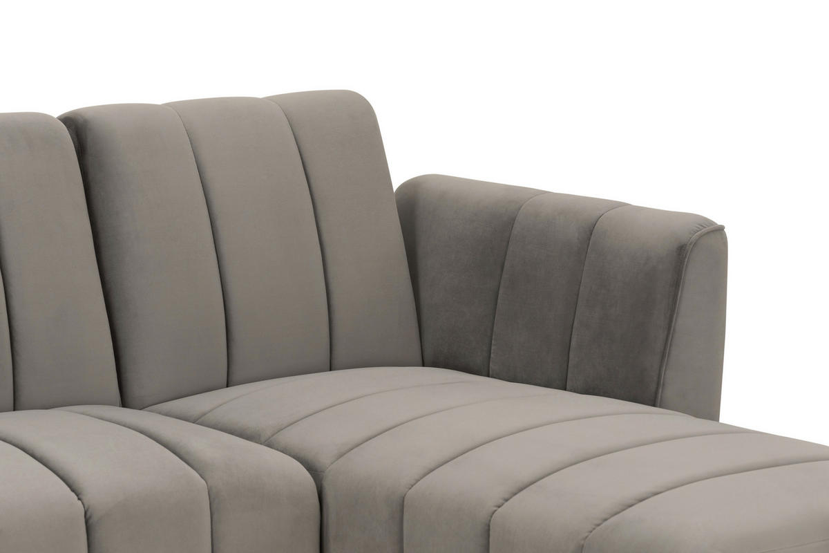 ECKSOFA Grau Samt  - Schwarz/Grau, MODERN, Textil/Metall (253/87/169cm) - P & B