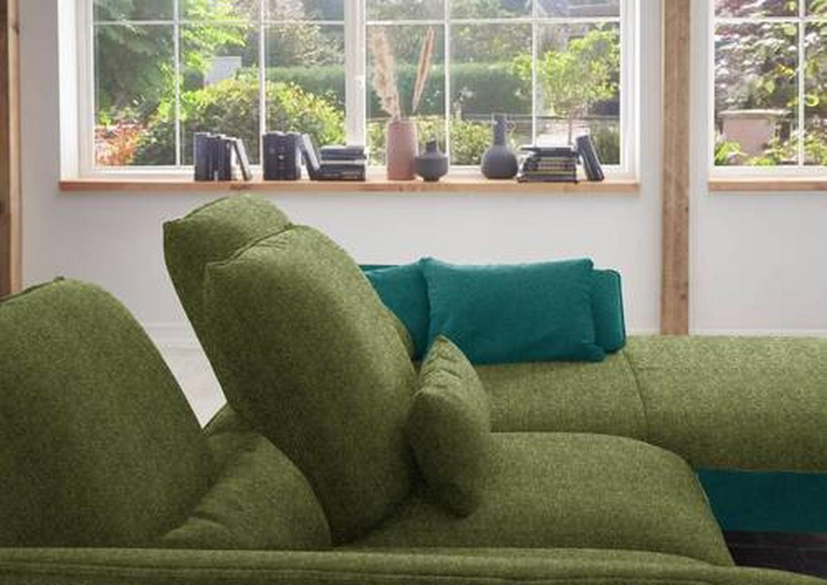 ECKSOFA in Flachgewebe Grün  - Schwarz/Grün, Design, Textil/Metall (301/191cm) - Moderano