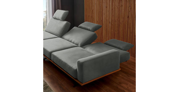 ECKSOFA in Flachgewebe Hellgrau  - Hellgrau/Schwarz, Natur, Holz/Textil (170/326cm) - Valnatura