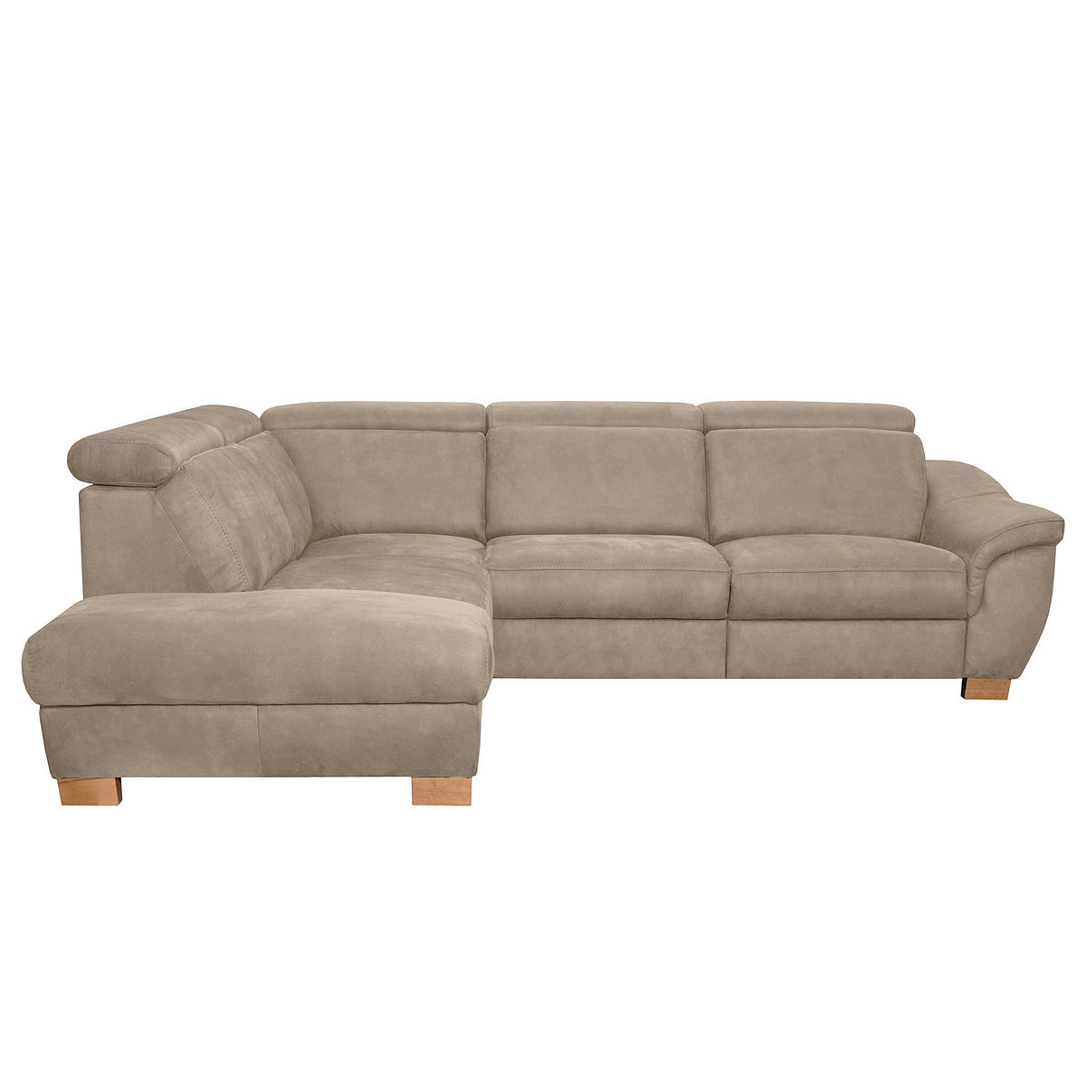 ECKSOFA TREND in Mikrofaser Taupe Bettkasten, Relaxfunktion, Kopfteilverstellung  276/238 cm  - Taupe/Naturfarben, Design, Holz/Textil (276/238cm) - Livetastic