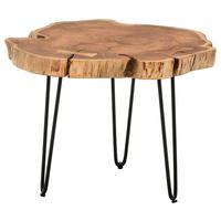 COUCHTISCH Akazie Hartholz Freiform Schwarz, Akaziefarben rostfrei, einfacher Aufbau  - Schwarz/Akaziefarben, Natur, Holz/Metall (75/75/45cm) - Livetastic