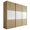 SCHWEBETÜRENSCHRANK in Weiss, Eiche Artisan  - Weiss/Alufarben, Holzwerkstoff/Metall (249/222/68cm) - Moderano