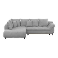 ECKSOFA MENDOZA NEW Blaugrau Chenille, Struktur Zierkissen, Rückenkissen, Bettkasten  - Blaugrau/Schwarz, KONVENTIONELL, Textil (197/309cm) - MID.YOU