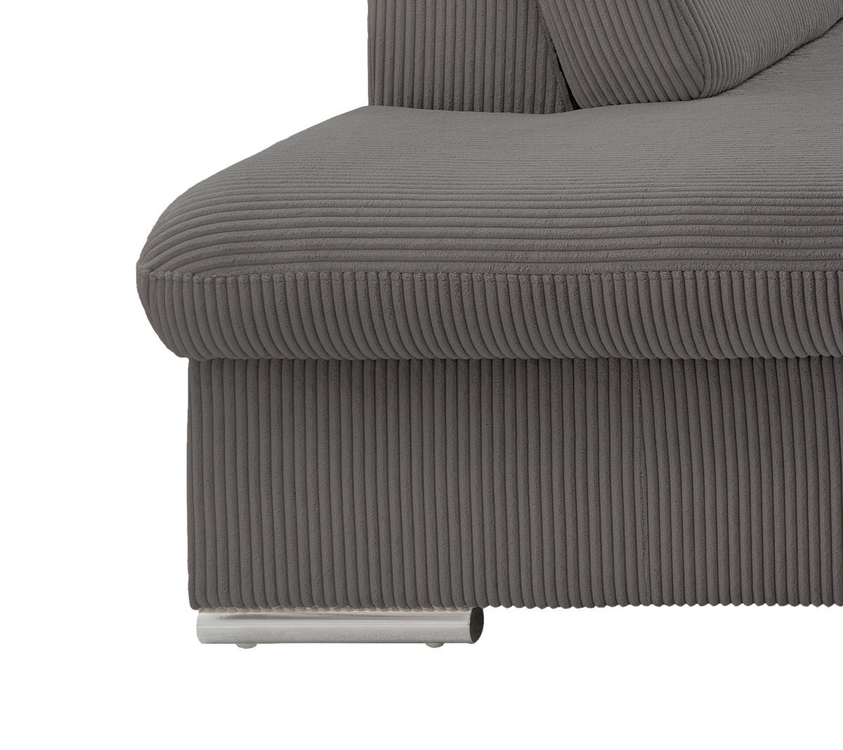 ECKSOFA Grau Cord  - Chromfarben/Grau, Design, Textil/Metall (228/283cm) - Livetastic