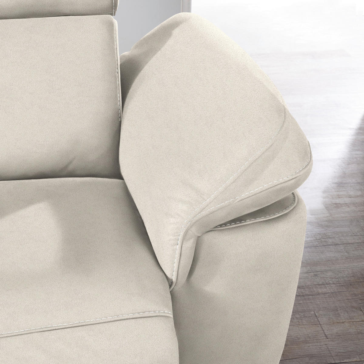 ECKSOFA in Flachgewebe, Mikrofaser Ecru  239/271 cm  - Ecru/Beige, Design, Textil/Metall (239/271cm) - Cantus