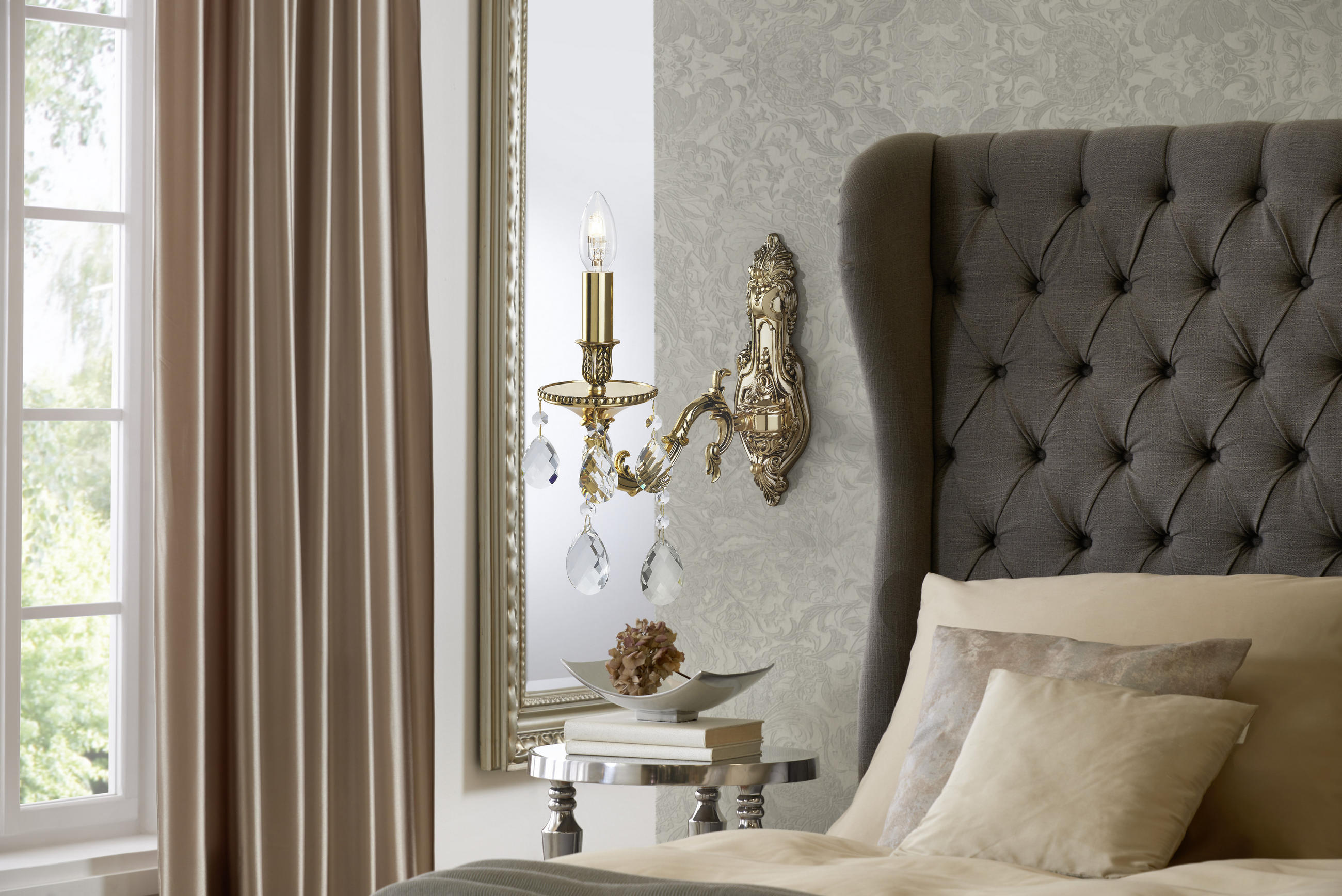 KRISTALL-WANDLEUCHTE 27/42 cm   - Goldfarben, LIFESTYLE, Metall (27/42cm) - Glandor