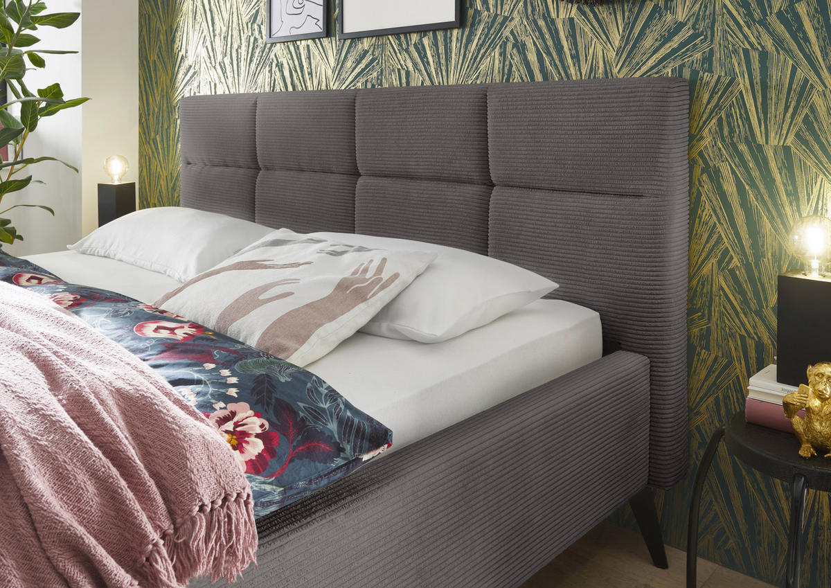 POLSTERBETT 180/200 cm,  in Grau,  - Schwarz/Grau, KONVENTIONELL, Textil/Metall (180/200cm) - SetOne by Musterring