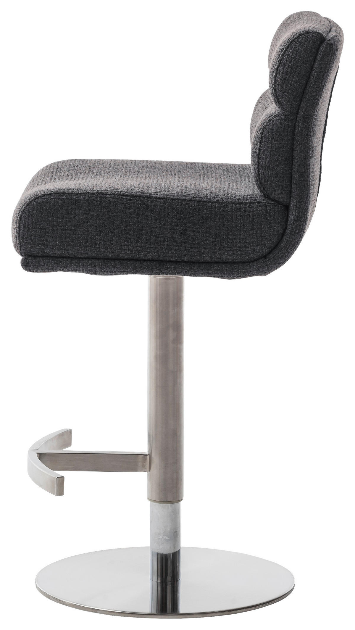 BARHOCKER in Metall, Textil Anthrazit, Edelstahlfarben  - Edelstahlfarben/Anthrazit, Design, Textil/Metall (43/84/52cm) - Dieter Knoll
