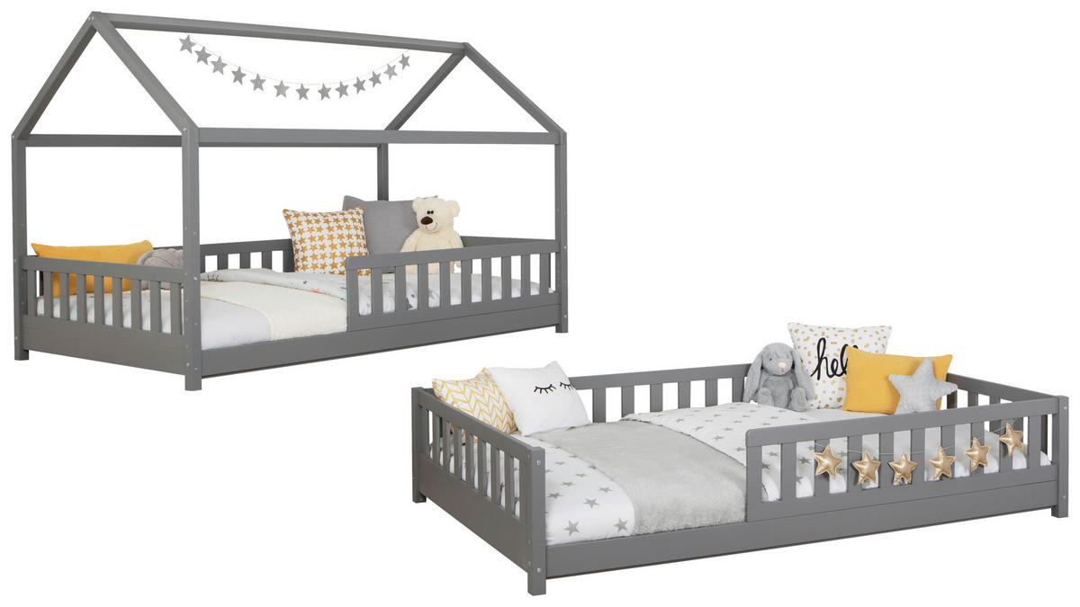 HAUSBETT 120/200 cm Hellgrau  - Hellgrau/Naturfarben, Modern, Holz (120/200cm) - MID.YOU