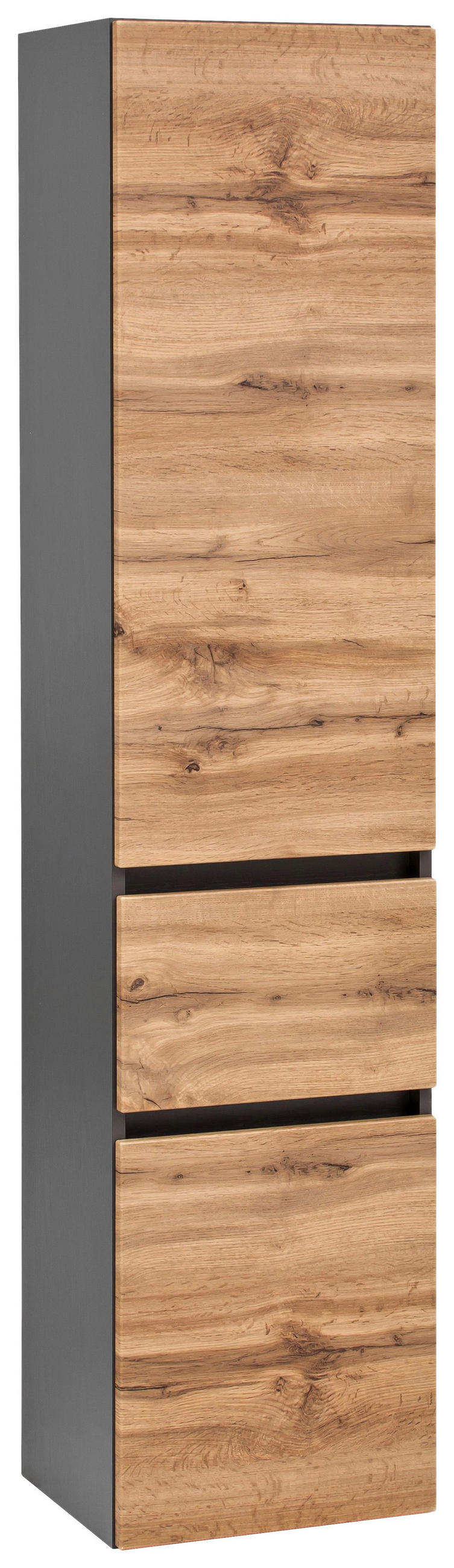 HOCHSCHRANK 40/180/35 cm - Eichefarben/Silberfarben, Konventionell, Holzwerkstoff/Kunststoff (40/180/35cm) - Held