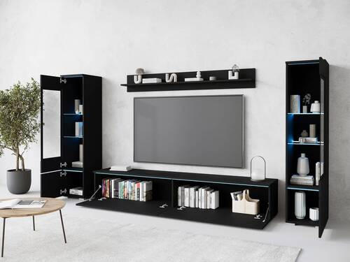 DNEVNI REGAL,  barve grafita  - črna/siva, Design, umetna masa/steklo (240/130/33cm) - Livetastic
