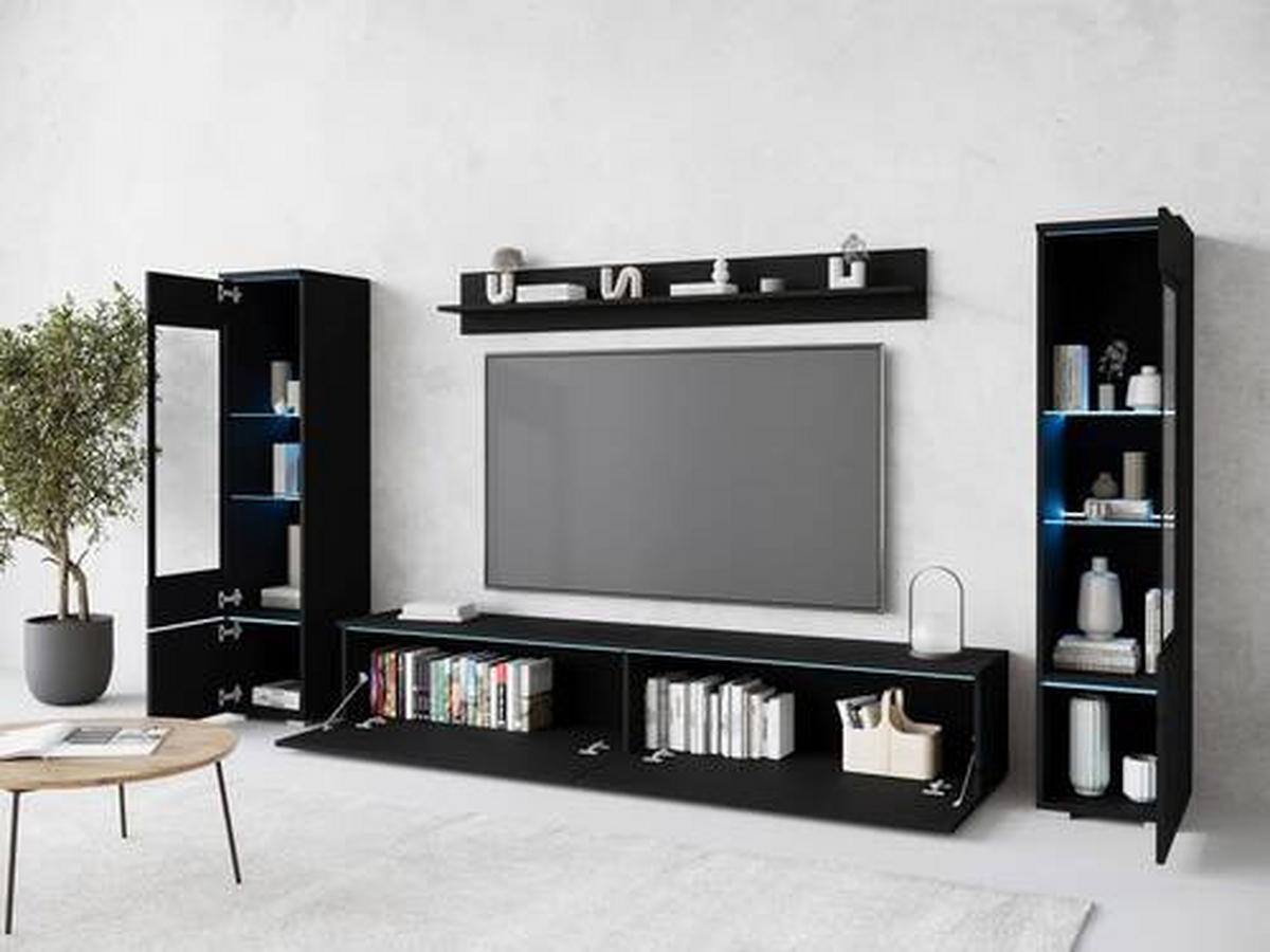 DNEVNI REGAL,  barve grafita  - črna/siva, Design, umetna masa/steklo (240/130/33cm) - Livetastic