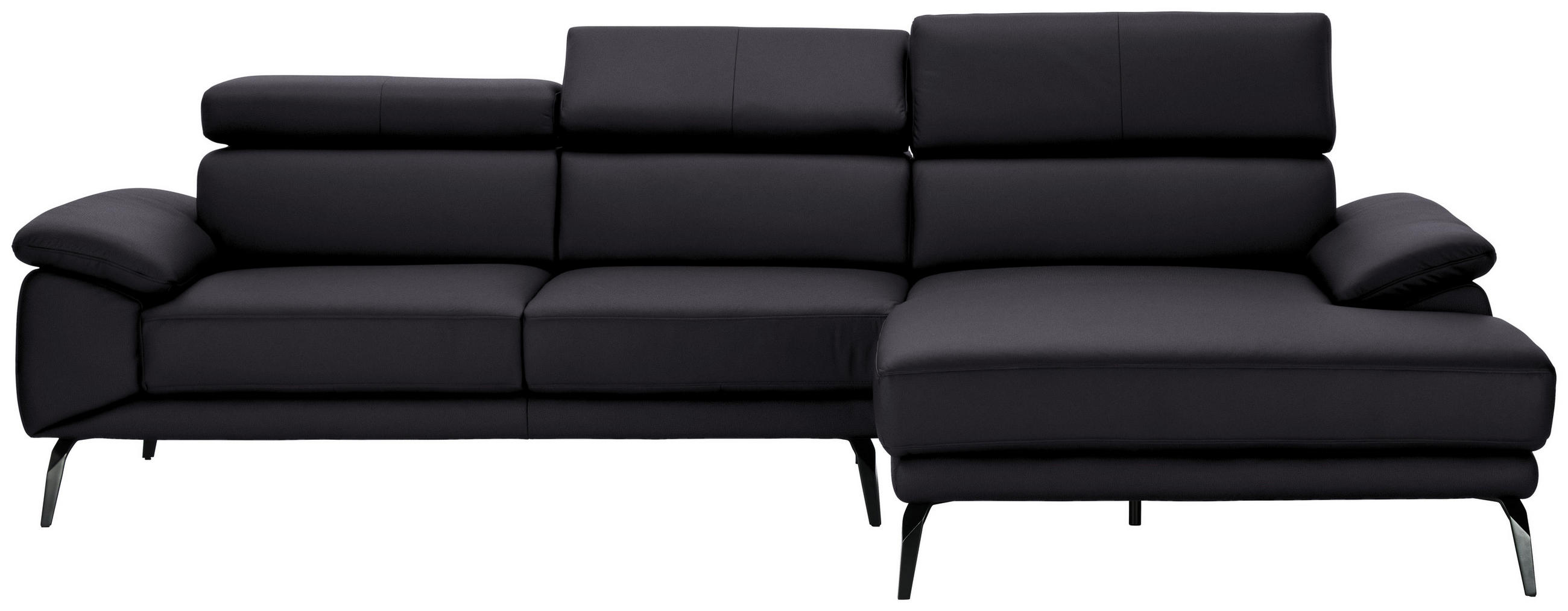 ECKSOFA in Echtleder Dunkelbraun  - Dunkelbraun/Schwarz, Design, Leder/Metall (295/187cm) - Novel