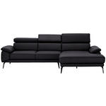 ECKSOFA in Echtleder Dunkelbraun  - Dunkelbraun/Schwarz, Design, Leder/Metall (295/187cm) - Novel