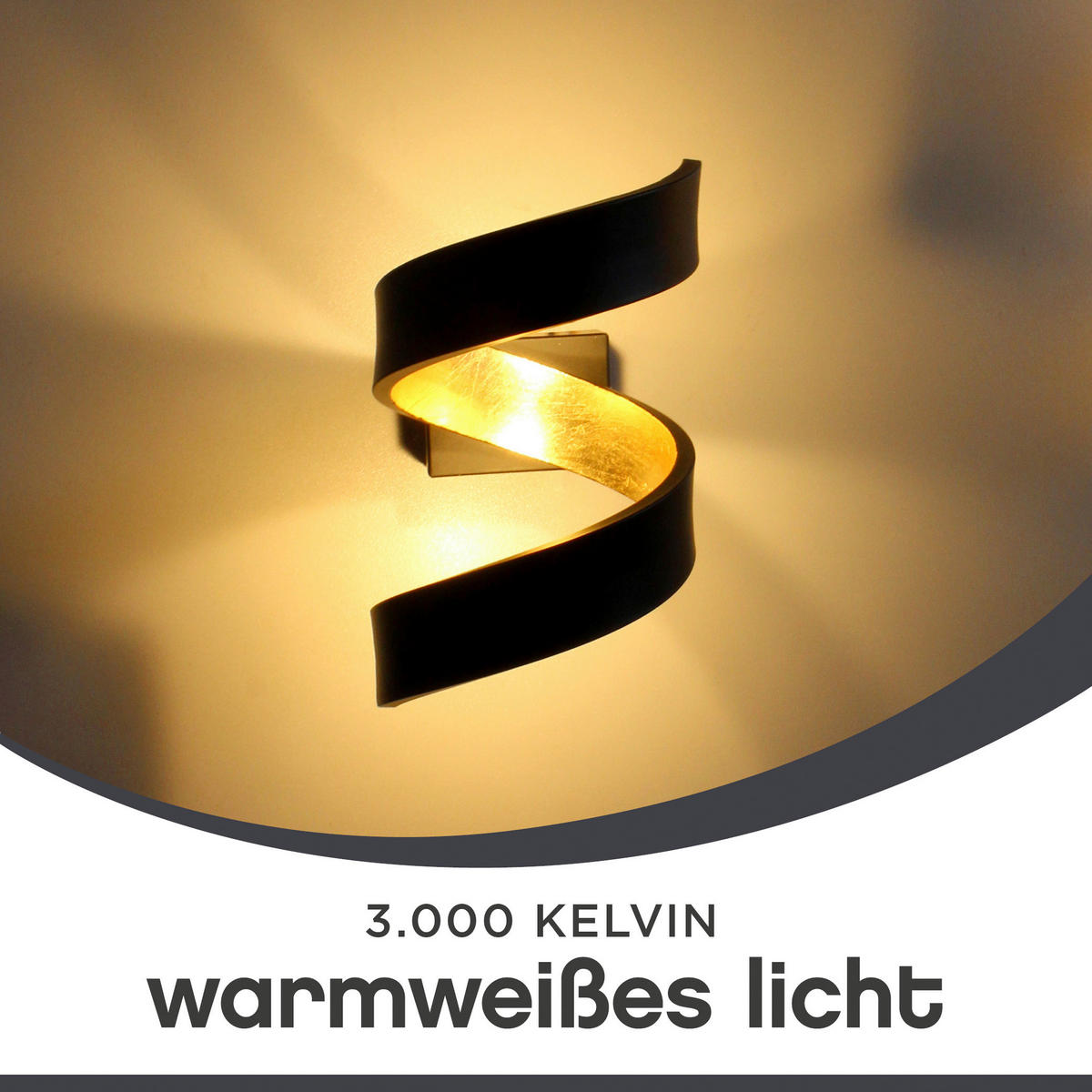 LED-WANDLEUCHTE HELIX   - Goldfarben/Schwarz, Design, Metall (17/10/13cm)