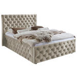 POLSTERBETT gepolstertes Kopfteil Beige 140/200 cm  - Beige/Schwarz, KONVENTIONELL, Kunststoff/Textil (140/200cm) - Carryhome
