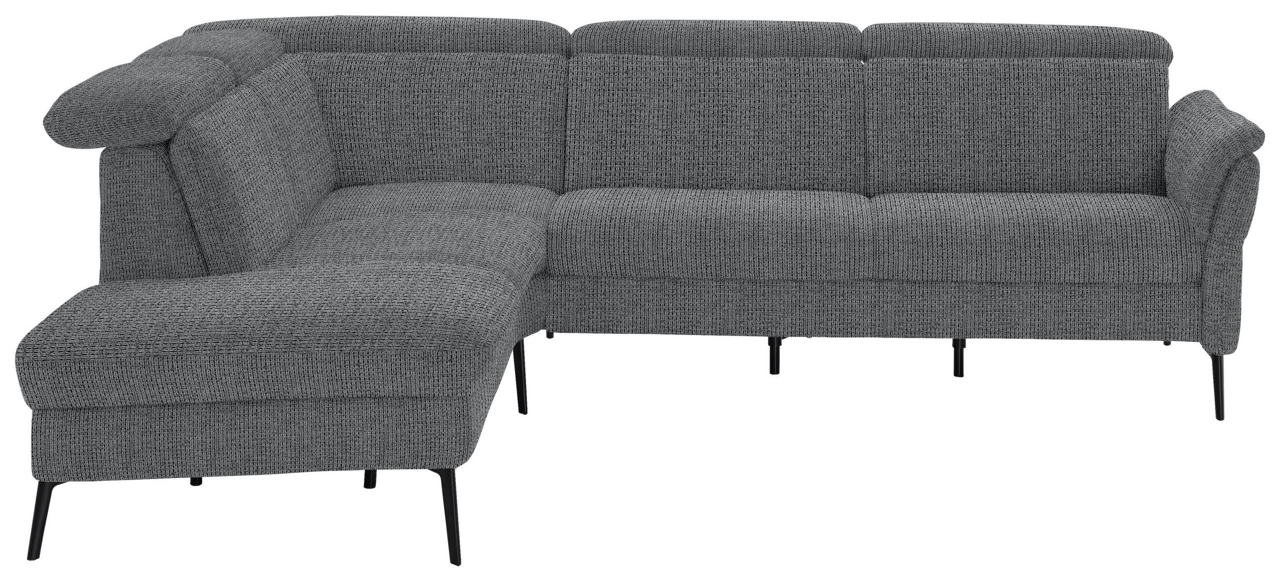 ECKSOFA in Struktur Anthrazit  235/275 cm  - Anthrazit/Schwarz, MODERN, Textil/Metall (235/275cm) - Cantus