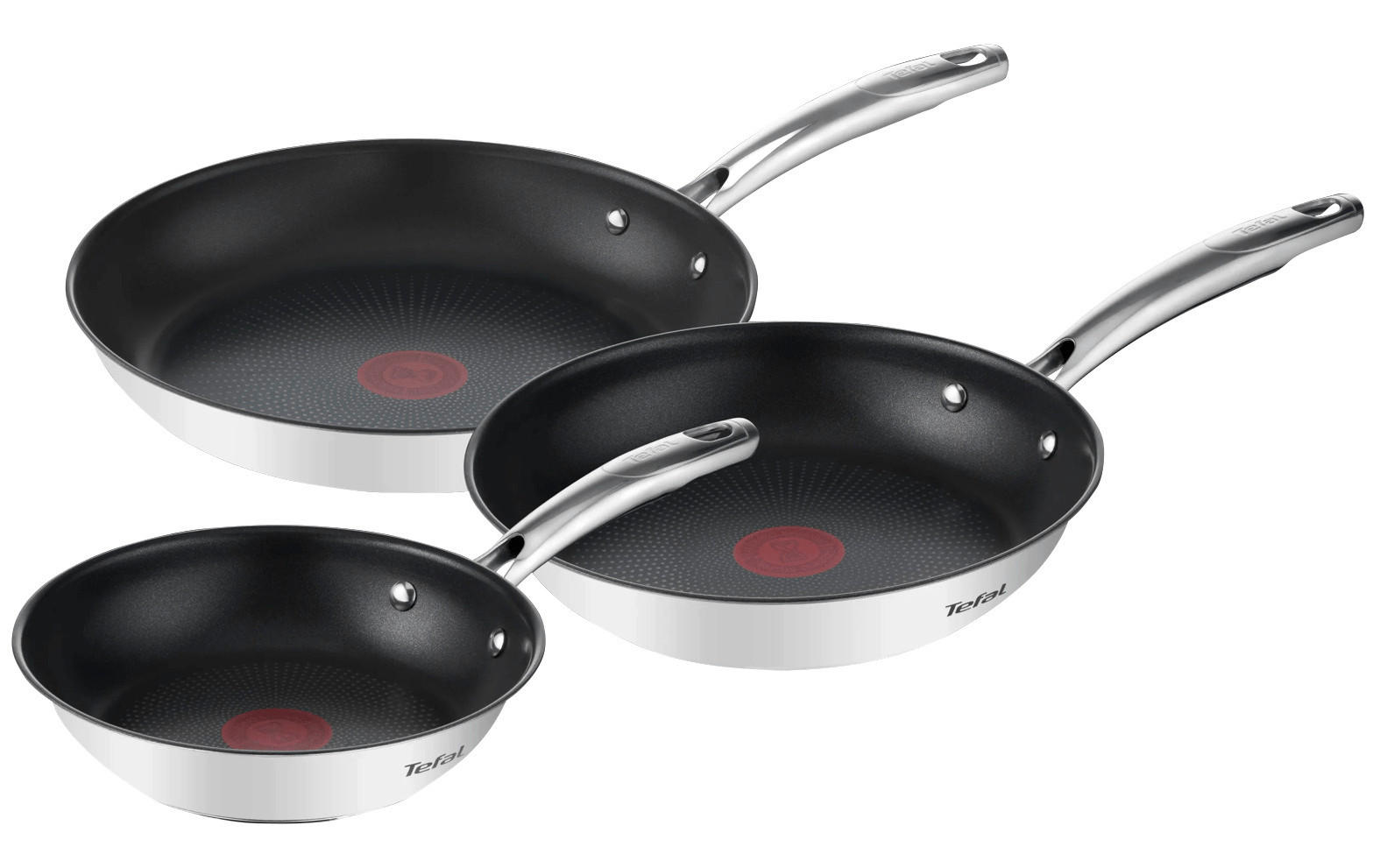 PFANNENSET TEFAL Duetto+ 3-teilig  - Edelstahlfarben/Schwarz, Basics, Metall - Tefal