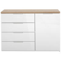 KOMODA, dub artisan, biela s vysokým leskom, 120/83/44 cm - čierna/biela, Basics, kov/kompozitné drevo (120/83/44cm) - Carryhome