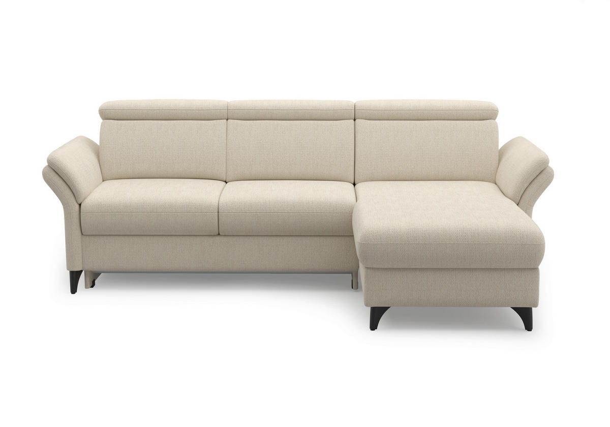 ECKSOFA GLENDALE E Sandfarben Chenille  - Sandfarben/Schwarz, KONVENTIONELL, Textil/Metall (253/166cm) - Sit & More