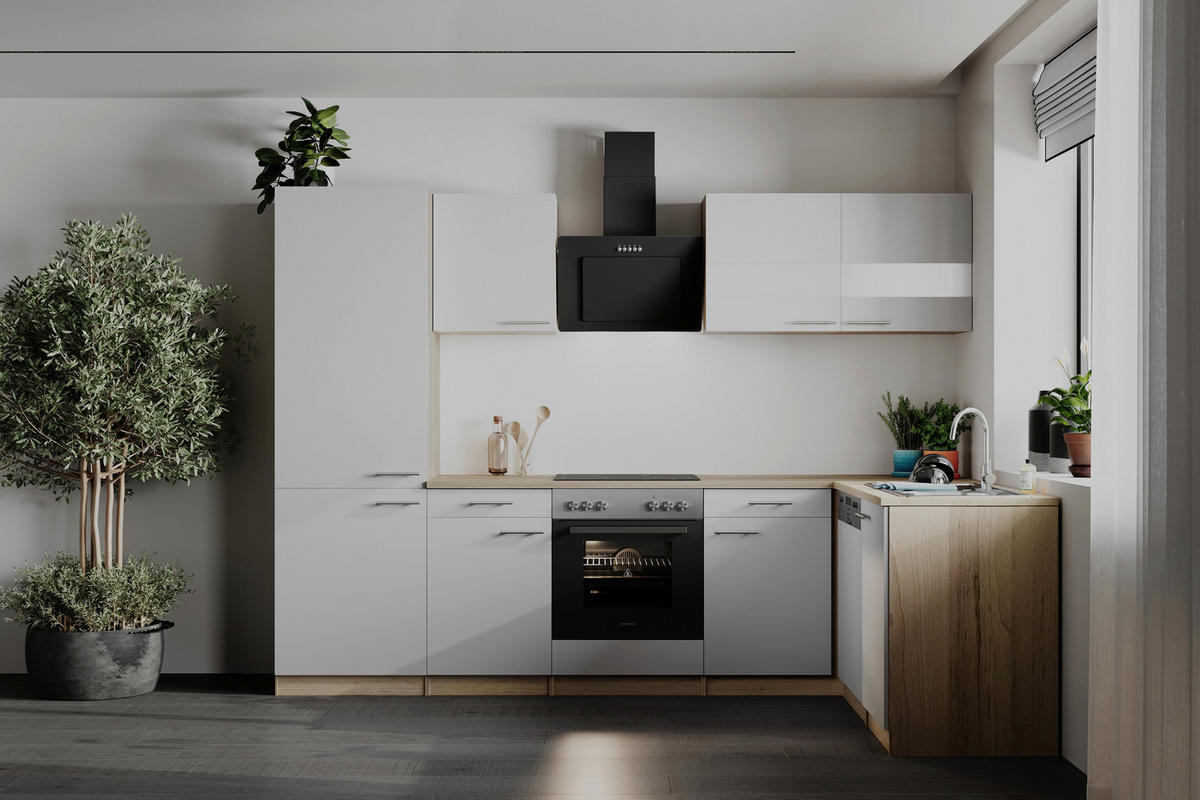 HÖRNKÖK 280/172 cm  i vit  - stålfärgad/vit, Basics, metall/trämaterial (280/172cm) - Respekta