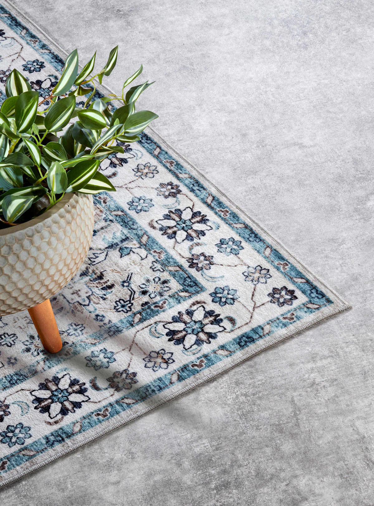 VINTAGE-TEPPICH 80/150 cm Imagination Creme, Hellblau, Dunkelblau rechteckig  - Creme/Dunkelblau, Basics, Kunststoff (80/150cm) - Elle Decoration