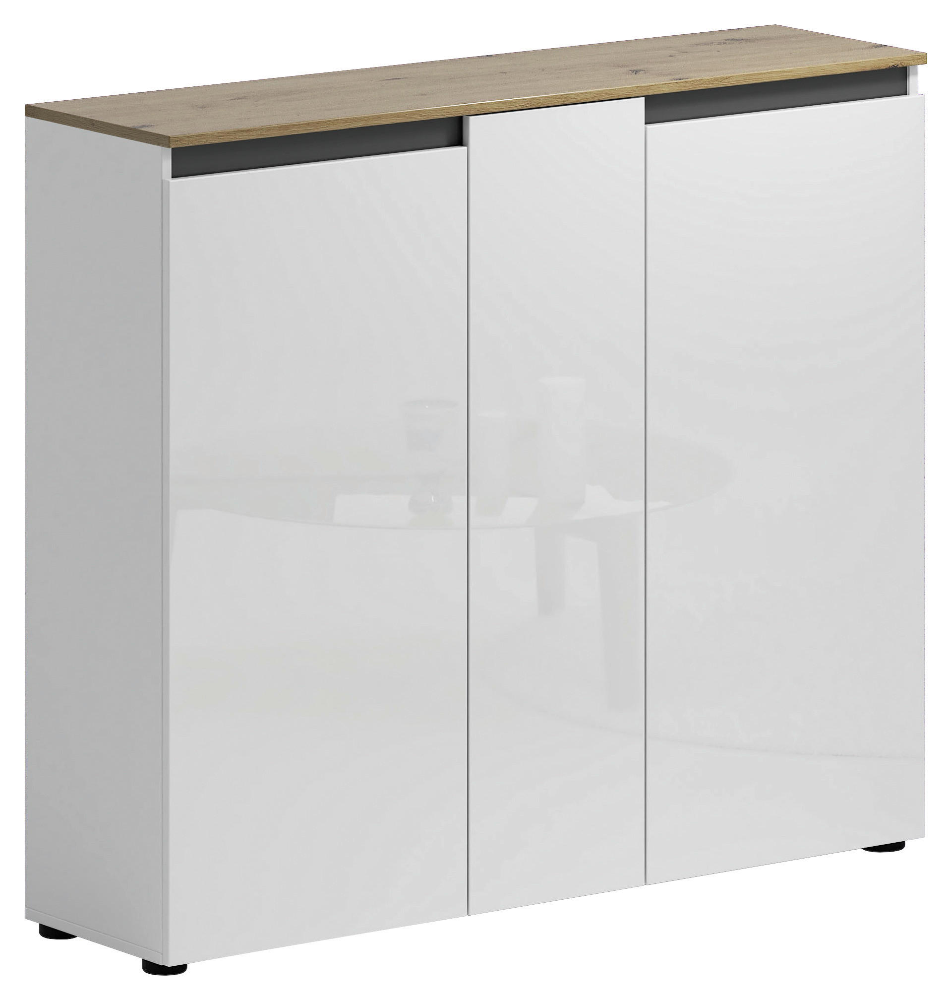 Xora SKRINKA NA TOPÁNKY, antracitová, biela, dub artisan, 129,7/113,2/35,1 cm