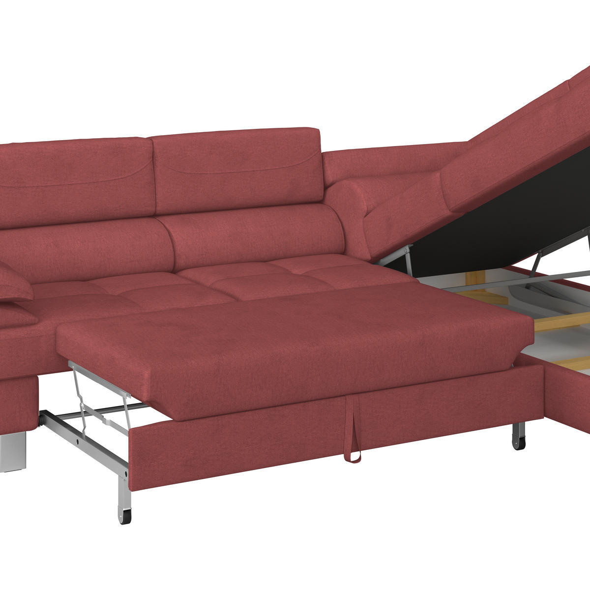 HÖRNSOFFA i dräll röd  - röd, Modern, metall/textil (270/230cm) - MID.YOU