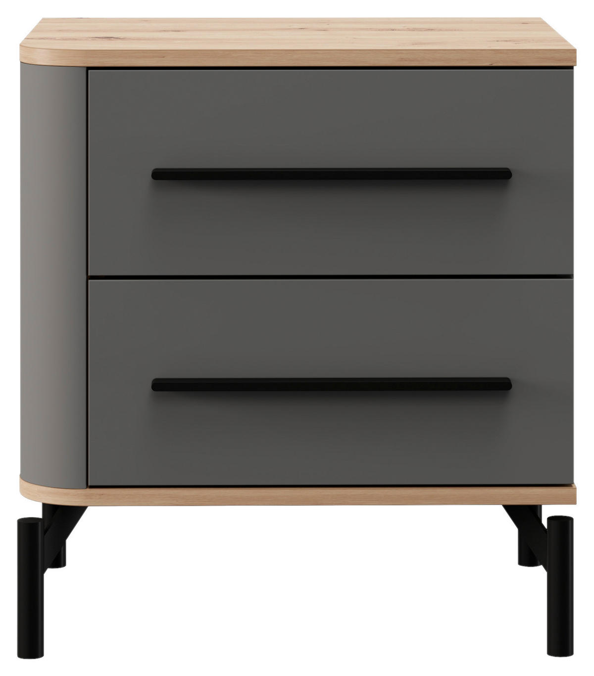 NACHTTISCH 51,5/55,5/40 cm  - Graphitfarben/Schwarz, MODERN, Holzwerkstoff/Metall (51,5/55,5/40cm) - MID.YOU