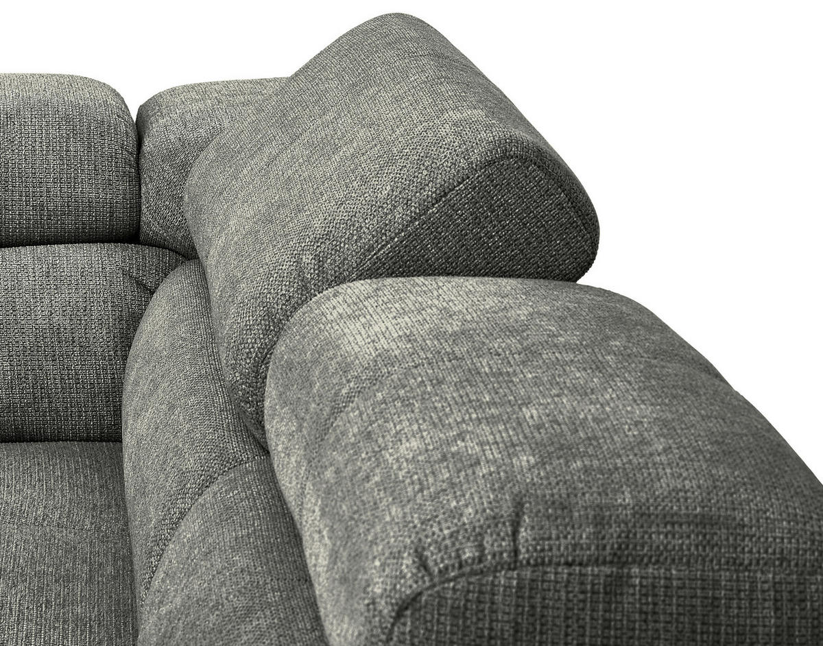 ECKSOFA Dunkelgrau Flachgewebe  - Chromfarben/Dunkelgrau, KONVENTIONELL, Textil/Metall (282/224cm) - Hom`in
