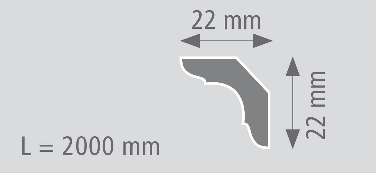 ZIERLEISTE 200/2,2/2,2 cm Weiß Kunststoff  - Weiß, Design, Kunststoff (200/2,2/2,2cm)
