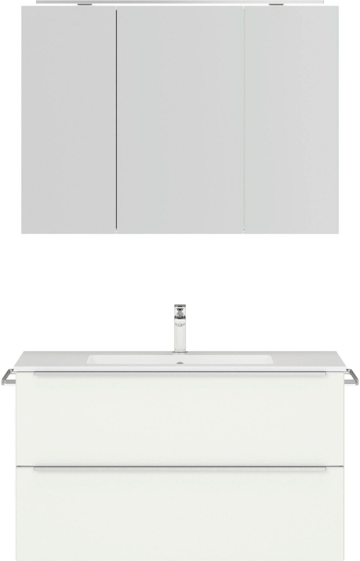 BADEZIMMER 3-teilig  in 101 cm  - Edelstahlfarben/Weiß, MODERN, Holzwerkstoff/Stein (101cm) - Nobilia