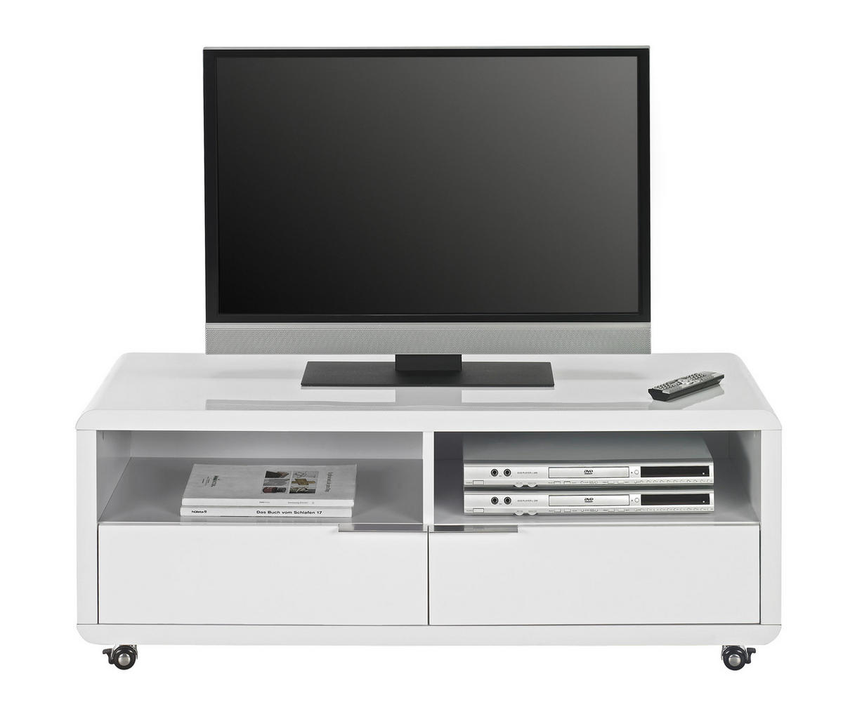 TV-ELEMENT - Chromfarben/Weiß Hochglanz, Design, Holzwerkstoff/Kunststoff (120/46/45cm) - Xora