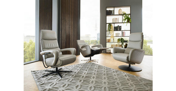 RELAXSESSEL in Leder Greige  - Greige/Schwarz, Design, Leder/Metall (76/108/86cm) - Dieter Knoll