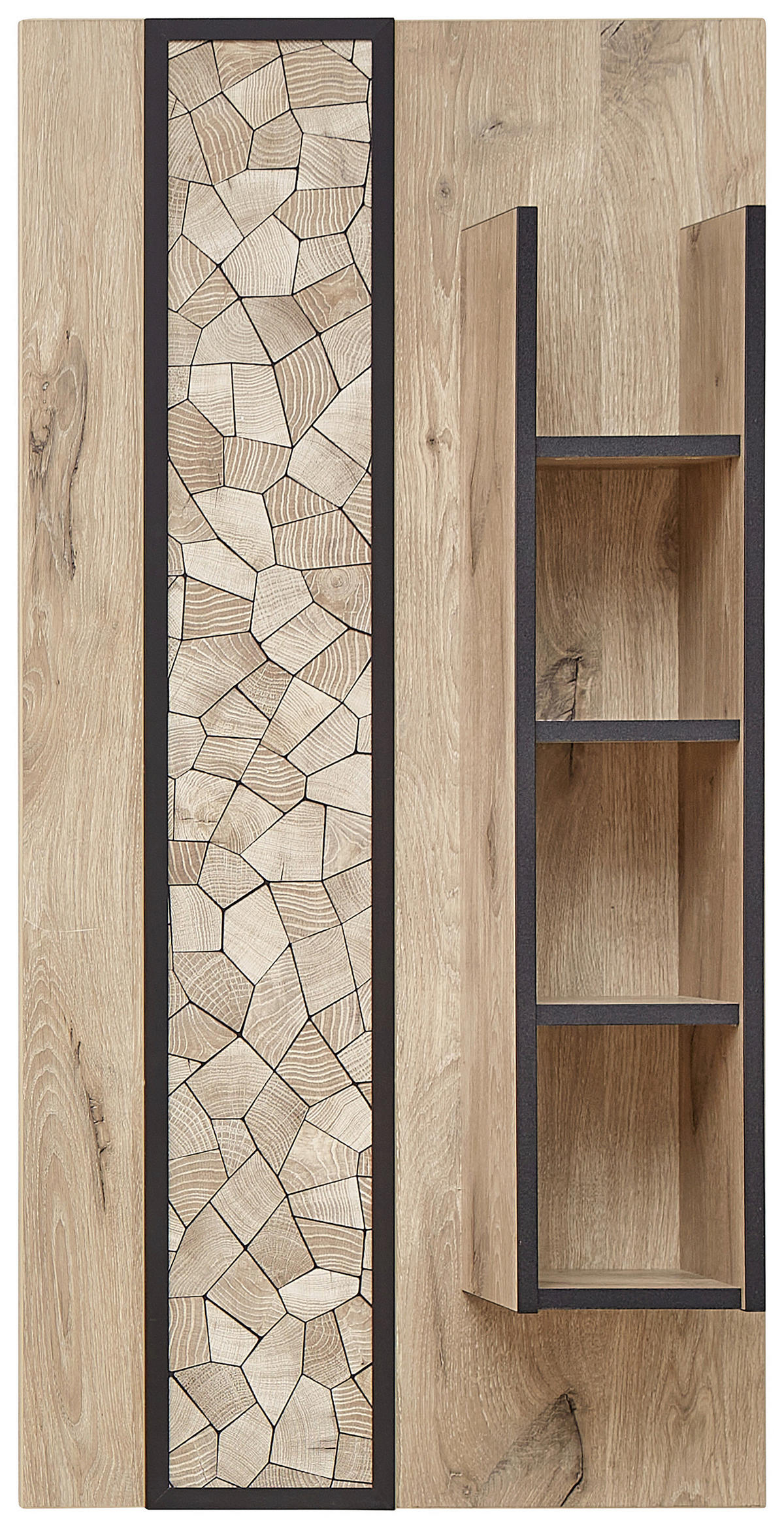 WANDREGAL Schwarz, Eichefarben  - Eichefarben/Schwarz, KONVENTIONELL, Holzwerkstoff (60/120/20cm) - Livetastic