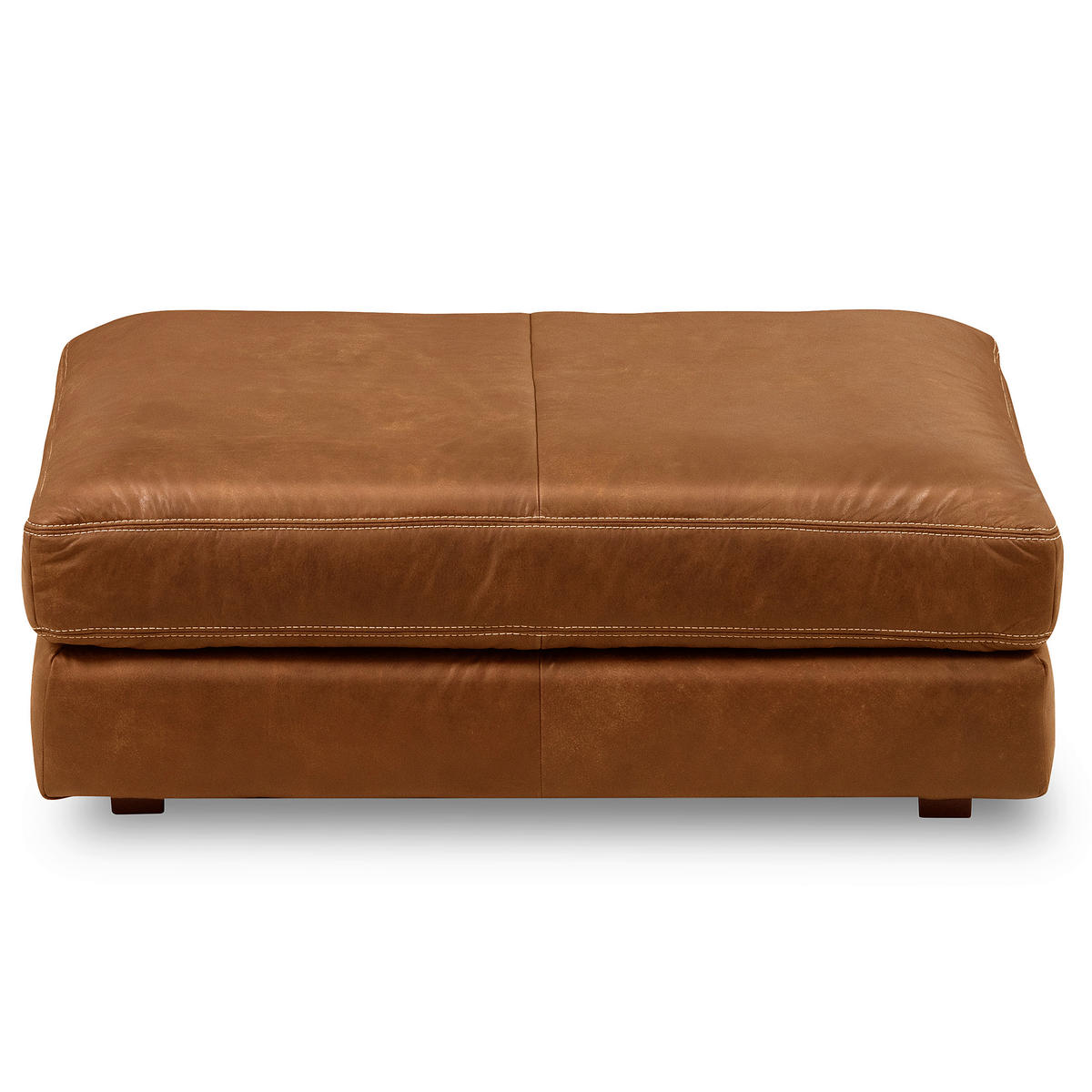 HOCKER in Leder Cognac  - Cognac/Beige, Design, Leder/Kunststoff (123/45/93cm) - Livetastic